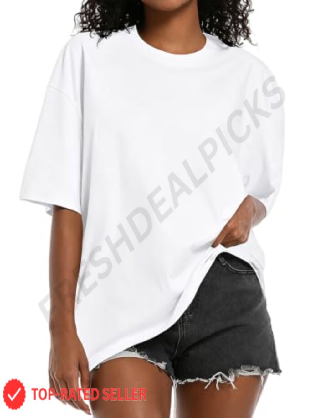 Oversized Short Sleeve Cotton T-Shirt Crew Neck Drop Shoulder Tee